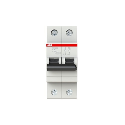 2P MCB SH202-C6 Μικροσκοπικός διακόπτης τάσης 220 C 6 Α αριθμός πόλων