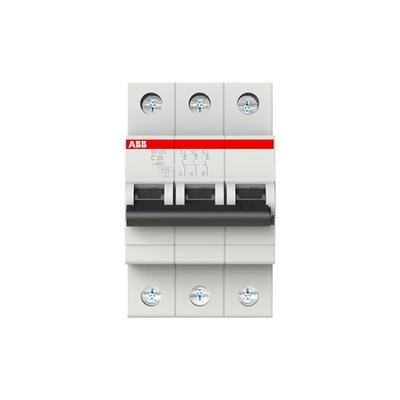 220V MCB SH203-C25 Μικροσκοπικός διακόπτης κυκλωμάτων 3P C 25A Διορισμένη τάση 220V BCD καμπύλη C