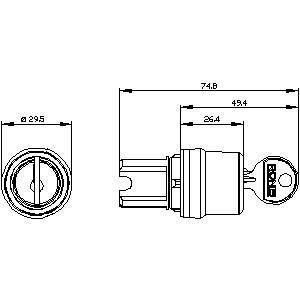 3SU1000-4BL11-0AA0 SIRIUS ACT Κλειδί διακόπτη πλαστικό RONIS 3 θέσεις 2x45 για μηχανήματα