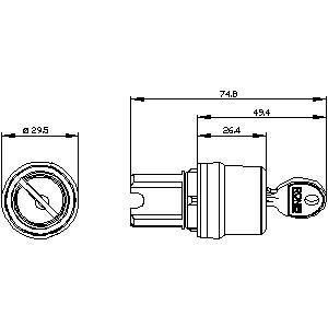 PLC 3SU1050-4BF01-0AA0 μεταλλικό γυαλιστερό RONIS κλειδί διακόπτη 2 θέσεις διατηρείται SIRIUS ACT