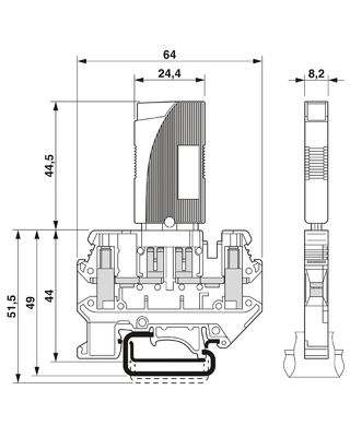 240V AC L-PE / N-PE Καθορισμός VAL-MS-EE-T2-1 1-320 Προστατευτής υπερβολικής τάσης τύπου 2 με 3 πόλους