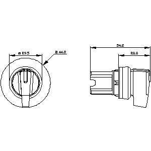 3SU1052-2CM60-0AA0 Μεταλλικό Λάμπελο Μακρύ Κουμπί 3 θέσεις Λευκό διακόπτη επιλογής SIRIUS ACT