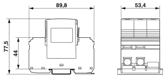 4 Πόλος 2800189 VAL-MS-T1/T2 335/12.5/3 0 Κλάση 1/2 Προστατευτής κεραυνών/υπερβολικής τάσης για 380V