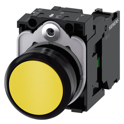 3SU1100-0AB30-1BA0 Κίτρινο πλαστικό μη φωτισμένο επίπεδο τερματικό κουμπί στιγμιαίας βίδες