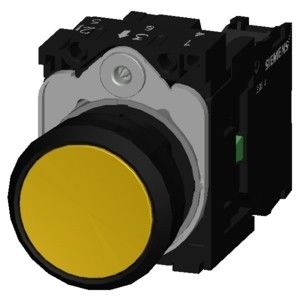 3SU1100-0AB30-1BA0 Κίτρινο πλαστικό μη φωτισμένο επίπεδο τερματικό κουμπί στιγμιαίας βίδες