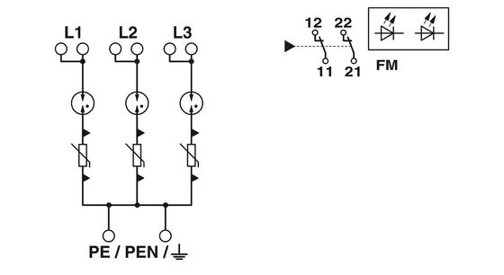 380V Διορισμένη τάση 4 πόλος 2800531 PWT 100-800AC-FM Κλάση 1/2 Προστατευτής κεραυνών / υπερτάσεων