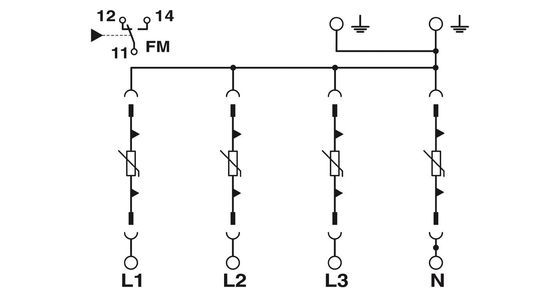 2800644 VAL-MS-T1/T2 335/12.5/4 0-FM Κλάση 1/2 Προστατευτής κεραυνών/επιταγών με 2 πόλους