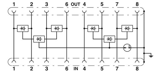 Διαρκής προστασία 2800723 D-LAN-CAT.5-FP Προστατευτής υπερβολικής τάσης 4 πόλων 24V συνεχής ονομαστική τάση