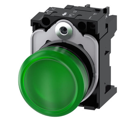 PLC 3SU1102-6AA40-1AA0 SIRIUS ACT Πλήρης μονάδα Πιλότος Φως 24V AC/DC Πλαστικό φωτισμένο Smooth Lens Flush