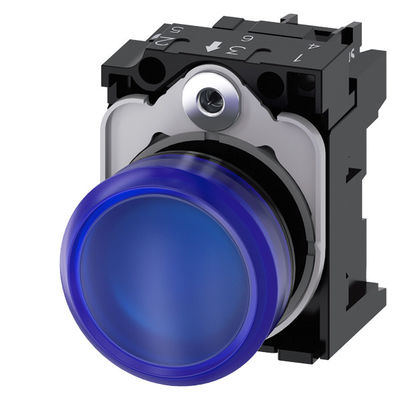Μπλε πλαστικό φωτισμένο 230V AC Smooth Lens Flush SIRIUS ACT Πλήρης μονάδα Pilot Light