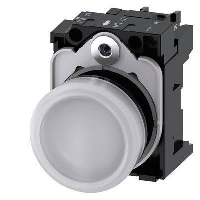 230V εναλλασσόμενο πλαστικό πιλοτικό φως για SIRIUS ACT πλήρης μονάδα ομαλός φακός λευκό