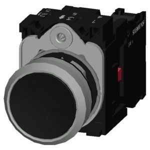 3SU1150-0AB10-1CA0 SIRIUS ACT Πλήρης μονάδα Μαύρο μέταλλο Λάμψο επίπεδο κουμπί στιγμιαίο