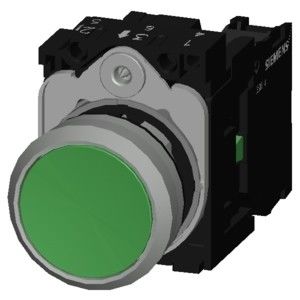 3SU1150-0AB40-1BA0 SIRIUS ACT Πιεστικό κουμπί Πράσινο μέταλλο Λάμπερο επίπεδο κουμπί για στιγμιαία