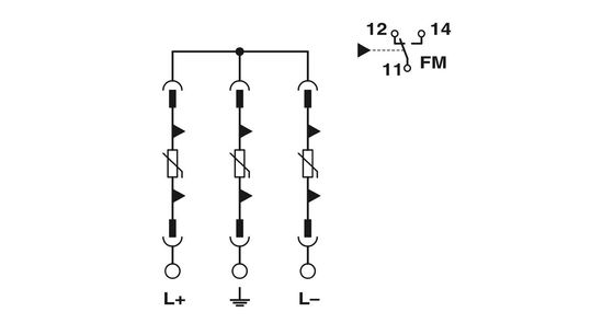 2801161 VAL-MS-T1/T2 1000DC-PV/2 V-FM κλάση 1/2 Προστατευτής κεραυνών/επιταγών για 3 πόλους