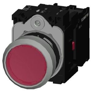 3SU1152-0AB20-1CA0 Μεταλλικό γυαλιστερό φωτισμένο επίπεδο κουμπί για το SIRIUS ACT Κόκκινο κουμπί