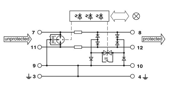 Προστατευτής υπερτάσεων PT-IQ-3-HF-12DC-PT Διορισμένη τάση 12V DC 4 πόλων Προστατευτική συσκευή