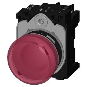 Λεπτός φακός Flush Κόκκινο μέταλλο λαμπερό φωτισμένο πιλοτικό φως 230V AC SIRIUS ACT πλήρης μονάδα