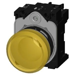 230V AC Metal Shiny Yellow Smooth Lens Flush SIRIUS ACT Πλήρης μονάδα πιλότος φως