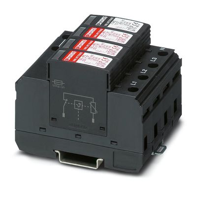 230V AC 4 Pole Type 2 Προστατευτής υπερτάσεων εντός Phoenix Contact VAL-MS 230IT/3 1-FM