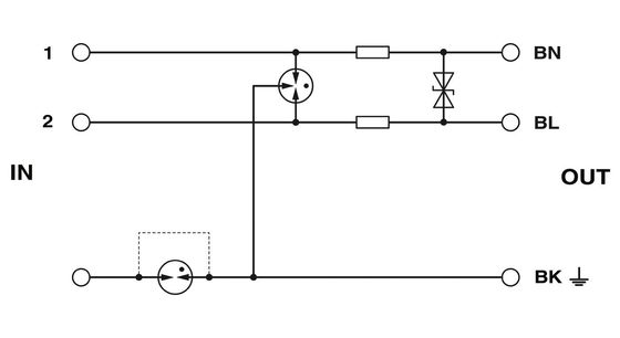 2882569 S-PT-1X2-24DC-1/2" Προστατευτής παρατάσεων επαφής Φοίνιξ 3 πόλος 24 V DC