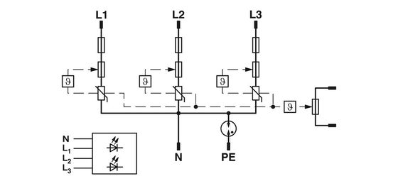 PLT-SEC-T3-3S-230-P Τύπος 3 Σφραγίδα προστασίας από υπερτάσεις με ονομαστική τάση 230V και 4 πόλους