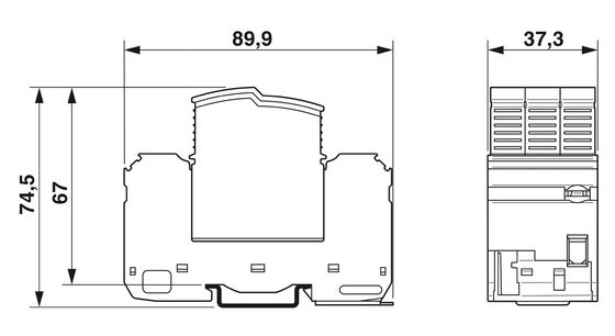 250 V AC 125 V DC 200 mA DC Προστατευτής υπερεκτάσεων τύπου 2 PLT-SEC-T3-3S-230-FM