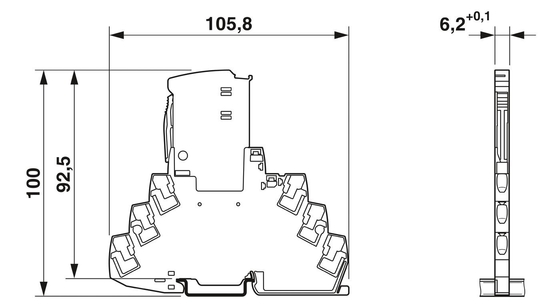 Προστατευτής υπερβολικής τάσης TTC-6P-2-HC-M-24DC-PT-I με 2 πόλους και ονομαστική τάση 24 V DC