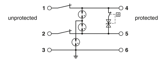 Προστατευτής υπερβολικής τάσης TTC-6P-2-HC-M-24DC-PT-I με 2 πόλους και ονομαστική τάση 24 V DC