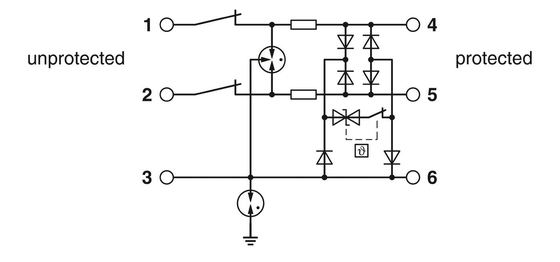 Προστατευτής υπερτάσεων 2 πόλων TTC-6P-3-HF-F-M-24DC-PT-I για εξοπλισμό προστασίας από υπερτάσεις συνεχούς τάσης 24V