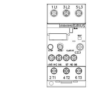 Σφραγισμένο θεωρητικό ρελέ τάσης 3RU6126-4DB1 για προστασία κινητήρα Μέγεθος S0 34-40A Τάξη 10