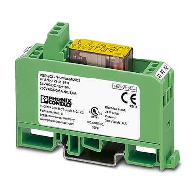17.5*75*60.5MM Ρέλε συνδετήρα επαφής Phoenix PSR-SCF-24UC/URM/2X21 με φορτίο επαφής