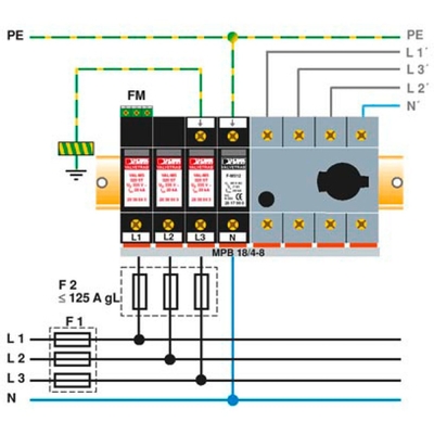 2858564 VAL-MS 320/3 1 Φήνικας Επαφή Τύπος 2 Προστατευτής υπεροχής 4 Πόλος 230 V AC
