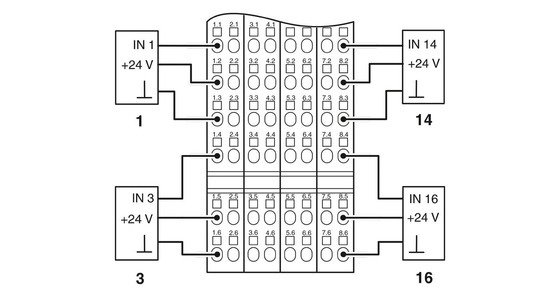 2861250 IB IL 24 DI 16-PAC Phoenix Contact Ψηφιακή Μονάδα Επικοινωνίας με επίπεδο προστασίας IP20