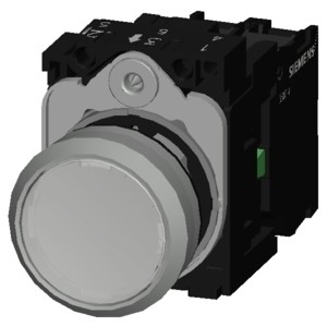 Σίμενς 3SU1152-0AB60-1BA0 Μεταλλικό Λάμψη φωτισμένη επίπεδο κουμπί στιγμιαίο λευκό κουμπί