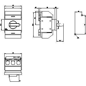 Siemens 3KD0232-2KG20-3 Διακόπτης αποσύνδεσης άξονα με εμπρόσθια λειτουργία 3 πόλων Ti-grey