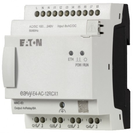 Ελέγχου Relays EASY-E4-AC-12RCX1 8DI4RO 100-240V AC/DC Πλακέτο Ethernet Στροφικό Τερματικό
