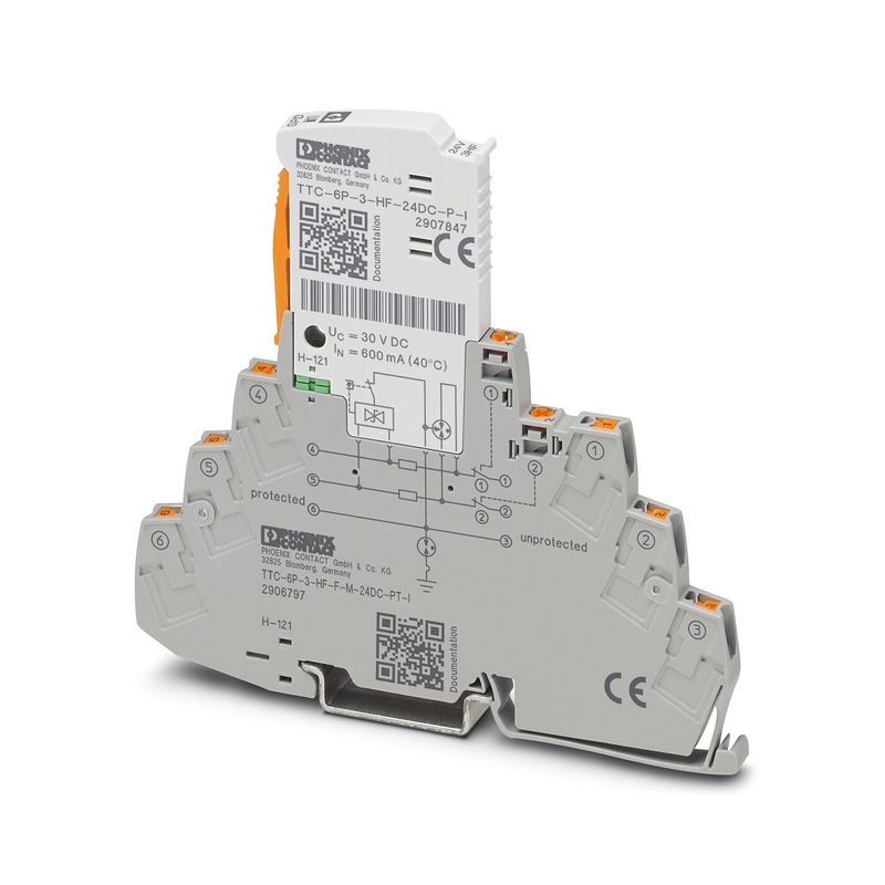 Προστατευτής υπερτάσεων 2 πόλων TTC-6P-3-HF-F-M-24DC-PT-I για εξοπλισμό προστασίας από υπερτάσεις συνεχούς τάσης 24V