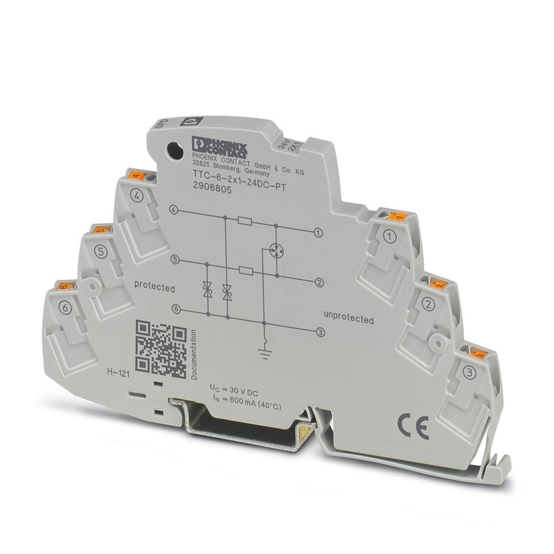 24V DC TTC-6-2X1-PT Προστατευτής υπερτάσεων Προστατέψτε τον βιομηχανικό εξοπλισμό σας με 2 πόλους