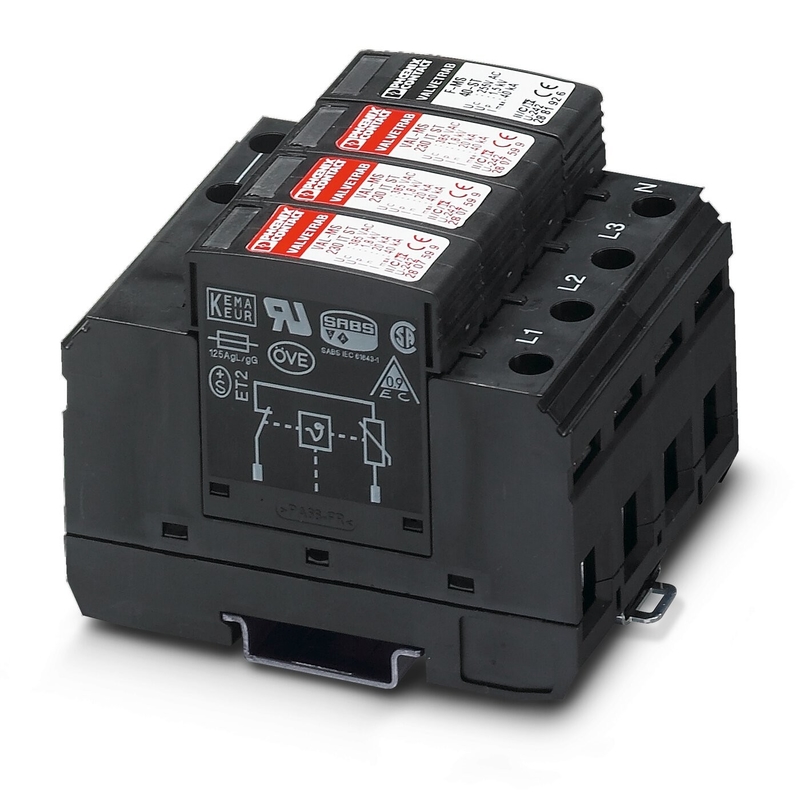 230V AC Καθορισμός VAL-MS 320/3 1 Προστατευτής υπερεκτάσεων με 4 πόλους από Phoenix Contact Type 2