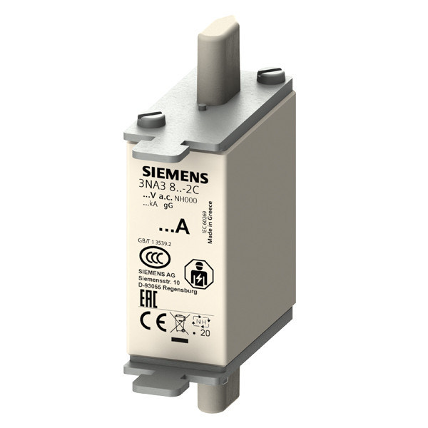 ΠΛΚ 3NA3812-2C LV HRC Fuse Link GL/GG με μη απομονωμένες λαβές λαβής και μπροστινό δείκτη