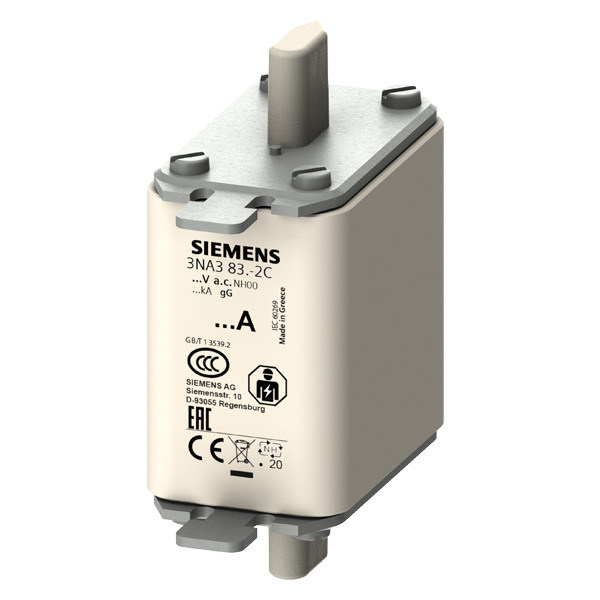 ΠΛΚ 3NA3836-2C LV HRC Fuse Link GL/GG με μη απομονωμένες λαβές λαβής Μέγεθος 00 500V