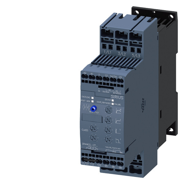 Siemens 3RW4027-2TB04 3RW40 Soft Starter Μεγέθος S0 με πρεμιέρες με ελατήριο και παράκαμψη