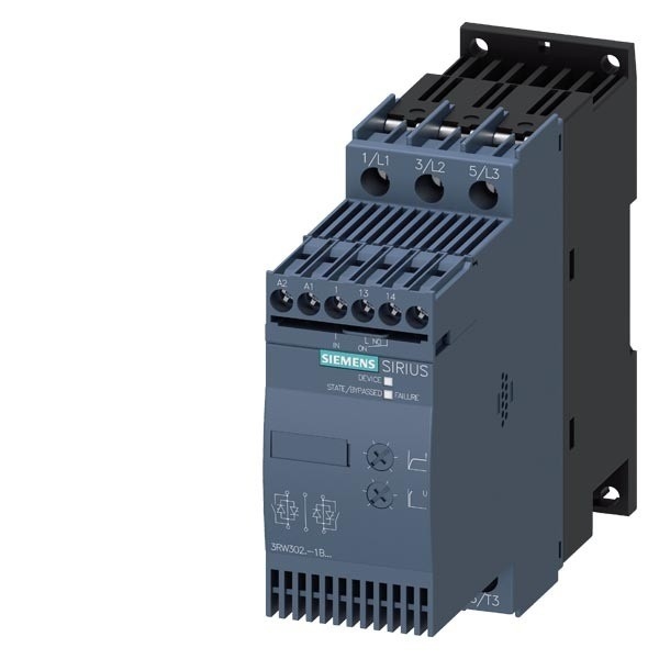 3RW3026-2BB04 Siemens Soft Starter S0 Μέγεθος Τερματικά βίδες Αύξηση της απόδοσης παράκαμψης